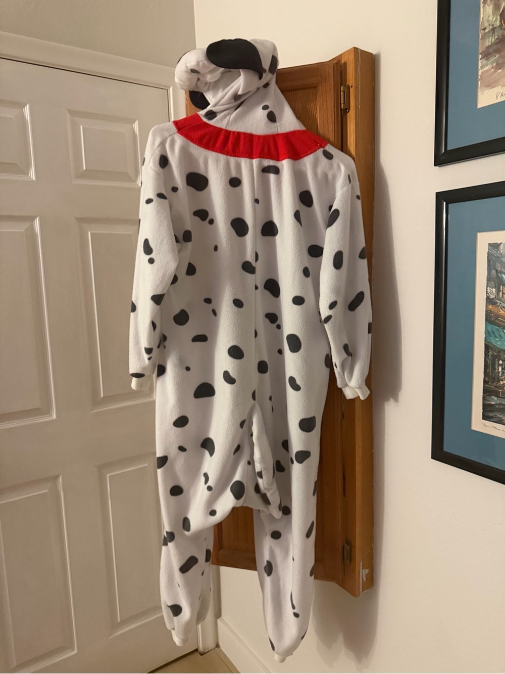 Kids Dalmatian Hooded One-Piece Pajamas - White & Black 7-8 years old - Picture 3 of 5